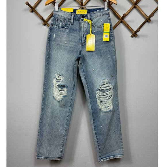 CIRCUS NY Embellished Relaxed Straight Leg Jeans in Lucky Charm Size 24 - Picture 3 of 11